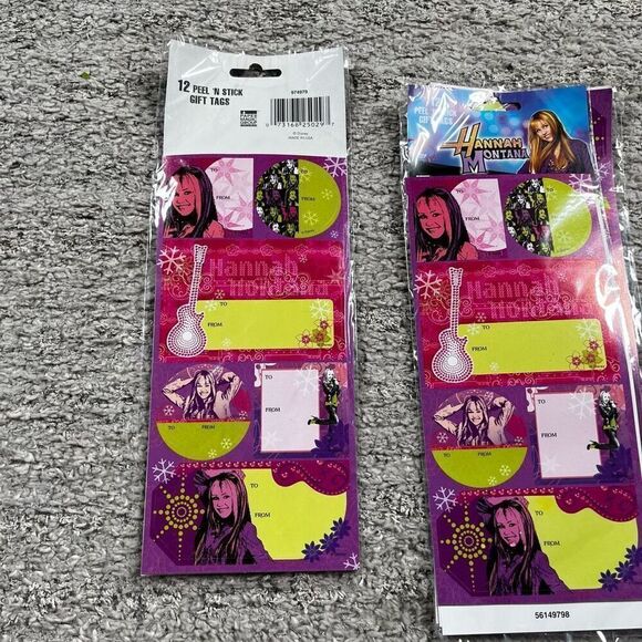 Disney Hannah Montana Stickers Gift Tags Peel N' Stick Christmas Miley Cyrus (2) - Picture 3 of 3